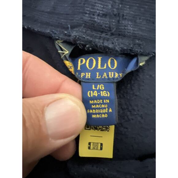 Polo Ralph Lauren Youth Sweatpants L 14/16 Blue Pennant Logo Fleece Sport Retro - Picture 6 of 10